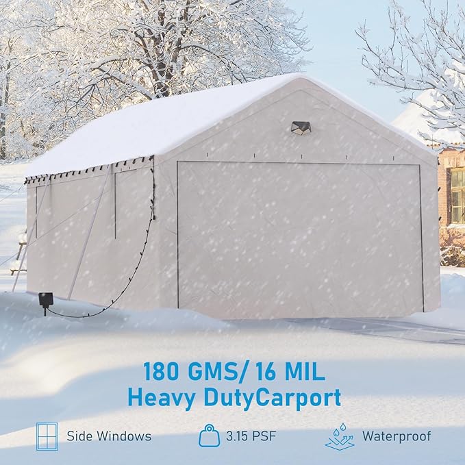 13x25 Carport, Heavy Duty Carport Canopy Garage - Image 6