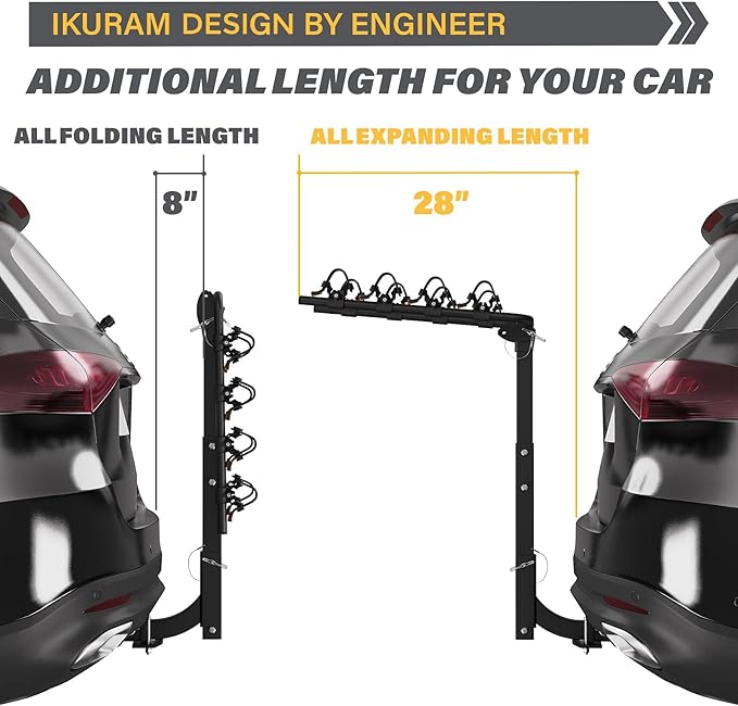 4 Bike Rack Bicycle Carrier Racks Hitch Mount Double Foldable Rack - Image 6