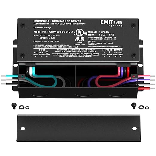 EMITEVER 30W Dimmable LED Driver, 24V Triac Dimmable Power Supply, AC to DC - Image 2