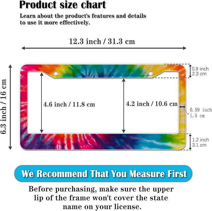 License Plate Frames for Men Rainbow License Plate Frame for Women Novelty Tie - Image 2