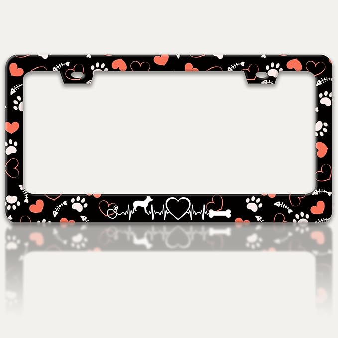 Dog Paw Prints License Plate Frame Dog Lover License Plate Holders Funny by RTINRAN