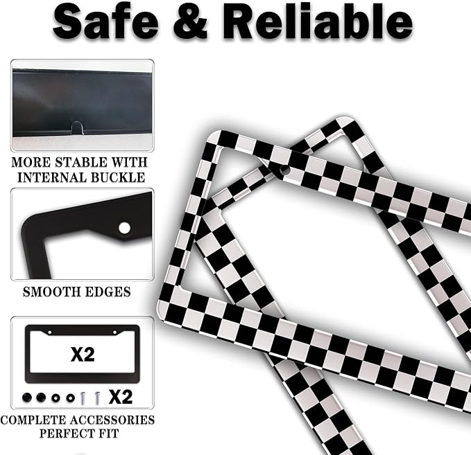 License Plate Frames Black and White License Plate Bracket Black and White - Image 4