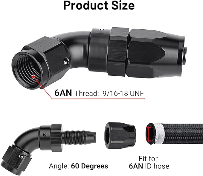 EVIL ENERGY 6AN 60 Degree One Piece Full Flow Hose End Fitting Swivel - Image 2