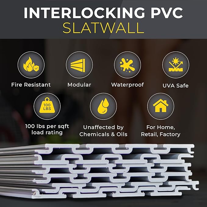Slatwall Panel Garage Wall Organizer: Heavy Duty Wall Mounted PVC Wall Rack - Image 3