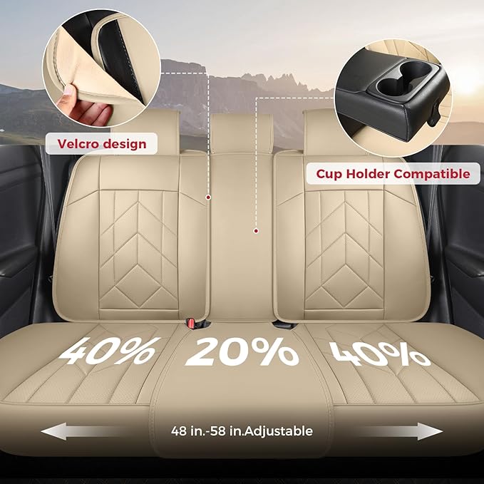 Beige Car Seat Covers Full Set - Image 5