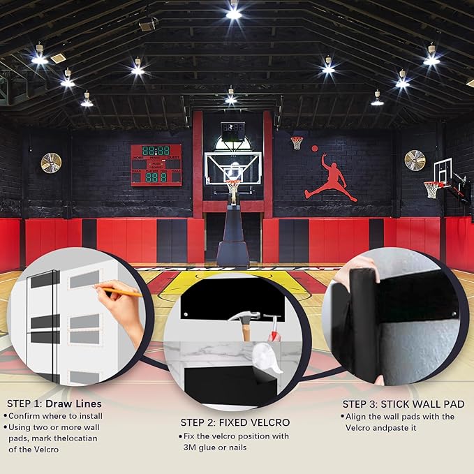 PROGOAL 60"/72" High Gym Wall Padding 2"/4" Thick Foam Basketball Court Wall - Image 4