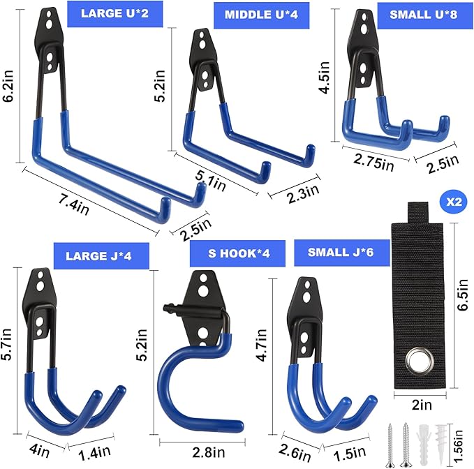 Garage Hook Heavy Duty Wall Storage Hangers, 30 Pack Garage Storage Hooks Steel - Image 2