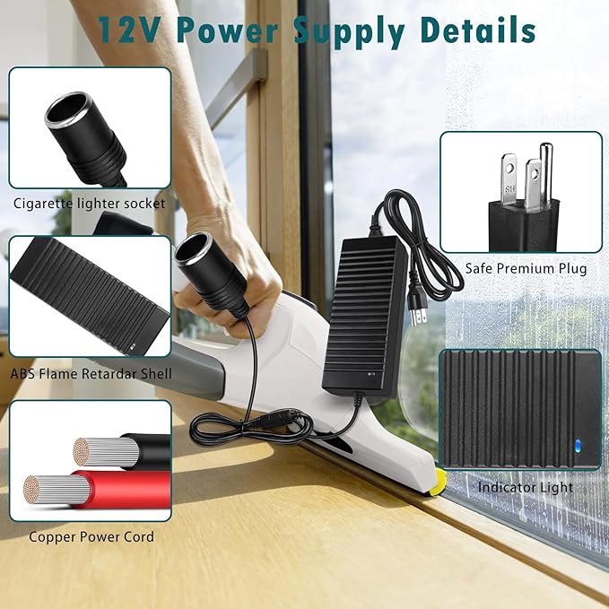 inShareplus 12V 120W 10A AC to DC Converter, 110V to 12V Cigarette Lighter - Image 4