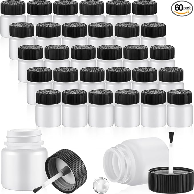 Maxcheck 60 Pcs Empty Touch Up Paint Bottles Container 1oz 30ml Reusable Small by Maxcheck