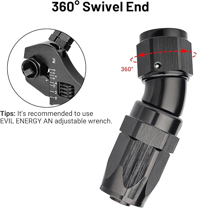EVIL ENERGY 8AN 30 Degree One Piece Full Flow Hose End Fitting Swivel - Image 4