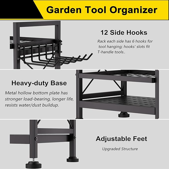 GIOTORENT 3 Tier Metal Garden Tool Organizer - Image 2