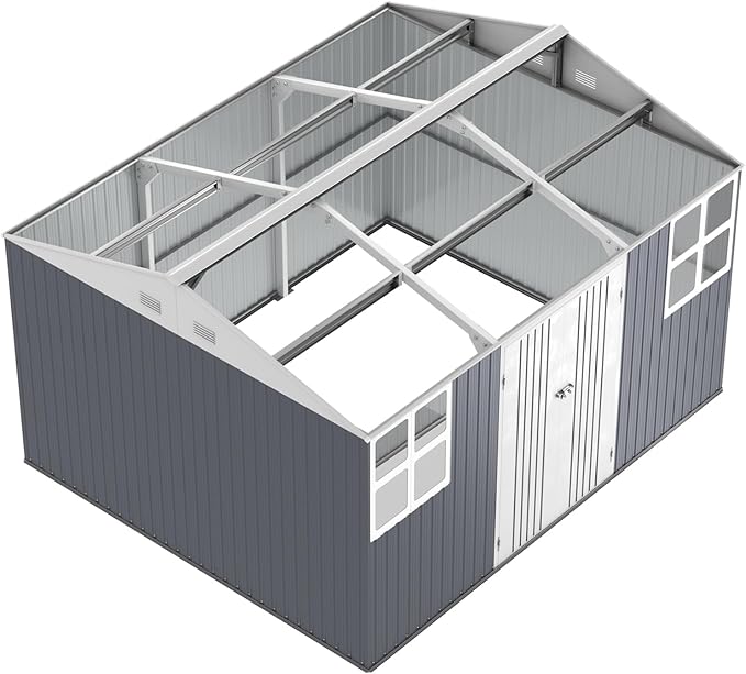 12x10 FT Metal Shed Heavy-Duty, Outdoor Storage Garden Sheds - Image 8