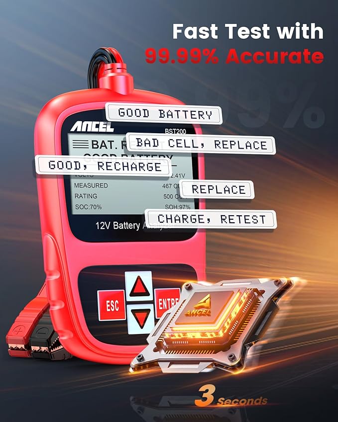 ANCEL BST200 Car Battery Tester 12V Automotive, 100-1100 CCA Battery Load - Image 4