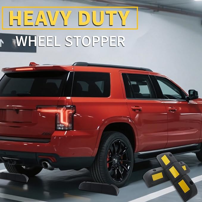 Parking Stopper for Garage Floor, Heavy Duty Rubber Car Wheel Curb Stoppers - Image 6