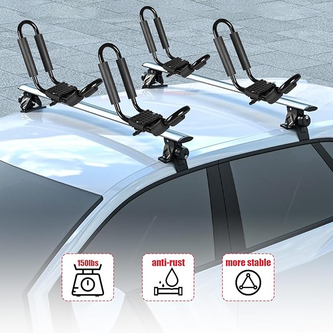 FORWODE Heavy Duty Kayak Roof Rack, 2 Pair J-Bar Kayak Rack - Image 6