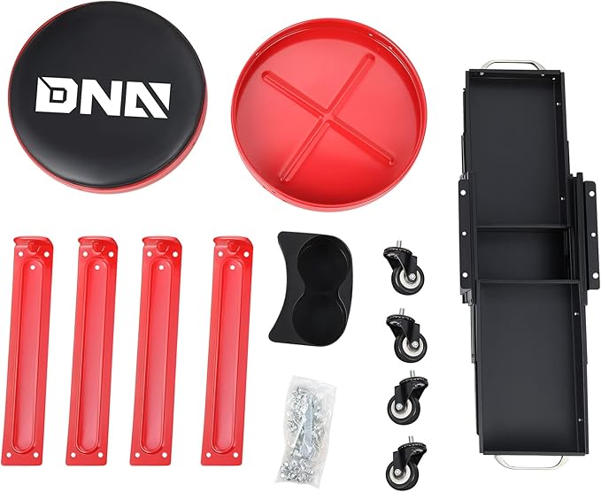 DNA Motoring TOOLS-00197 Round Mechanics Roller Seat Creeper Stool - Image 6