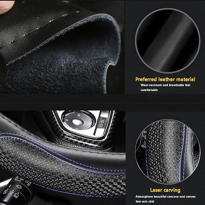 Leather Car Steering Wheel Cover 15 inch Universal Fit Microfiber Steering - Image 6