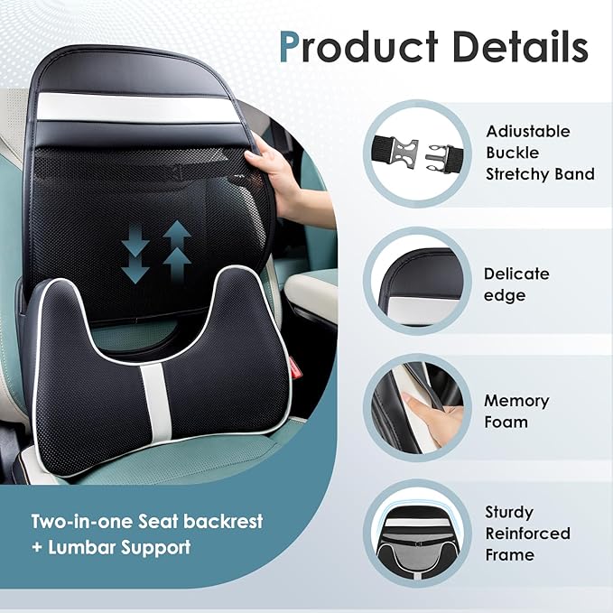 FLORICH Double Layer Breathable Mesh Lumbar Support Ergonomic Leather Lumbar - Image 2