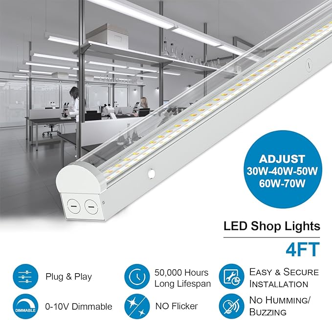 4FT LED Linear Strip Light, Super Bright 4 Foot LED Shop Lights 70W 60W 50W 40W - Image 2
