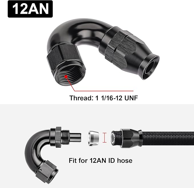 EVIL ENERGY 12AN 150 Degree PTFE One Piece Full Flow End Hose Fitting Aluminum - Image 4