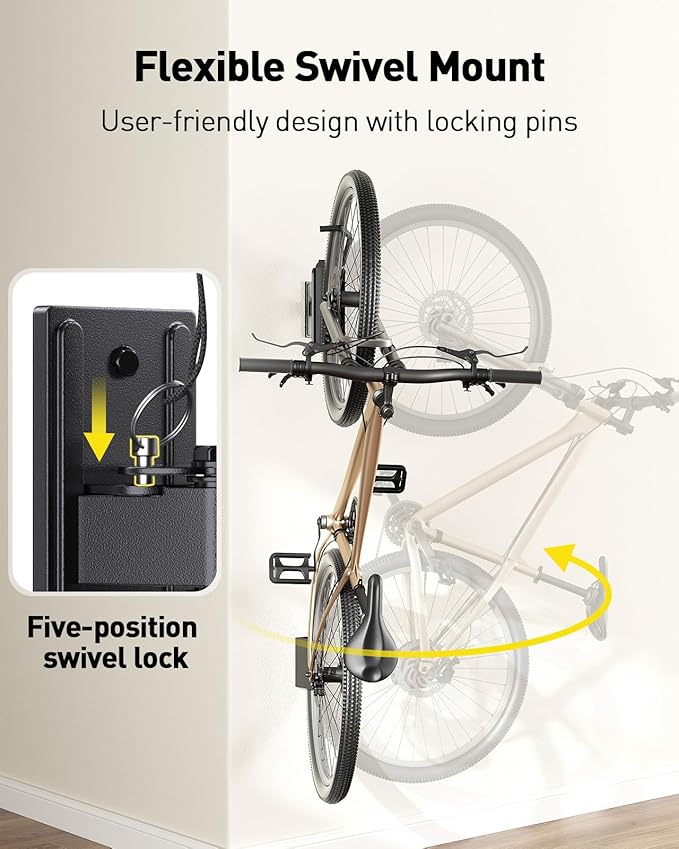 AM alphamount Swivel Bike Wall Mount, Metal Wall Bike Rack - Image 2
