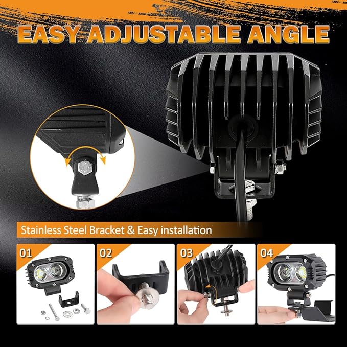 Auxbeam 4 Inch LED Pod, Square Pod Light - Image 5