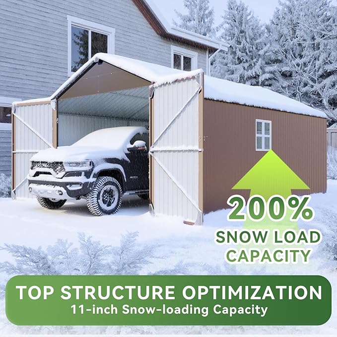 Aoxun 12x20x9.3 FT Shed Outdoor Metal Garage Shed 1700 CUFT Extra Large Storage - Image 5