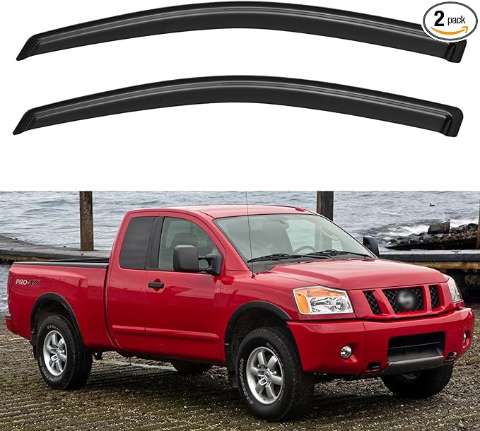 Window Visors Rain Guards for 2004-2015 Nissan Titan King Cab, Out-Channel by YQAUTEC