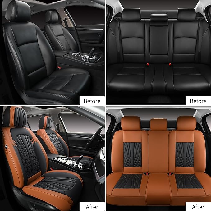 Leather Car Seat Covers, Car Seat Protector Waterproof, Seat Covers Full Set - Image 4