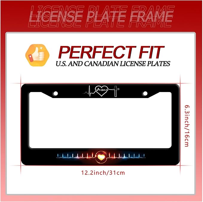 Jesus Heart Rate line License Plate Frame Christian Religious License Plate - Image 7