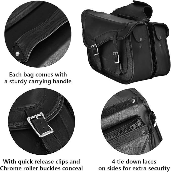 GARGOYLE BELLS Motorcycle Saddle Bags Genuine Leather Motorcycle Luggage Bag - Image 2