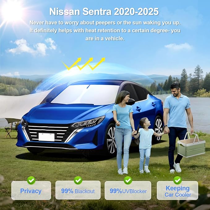6pcs Car Window Shades for Nissan Sentra 2020-2025 Accessories, Windshield Side - Image 2