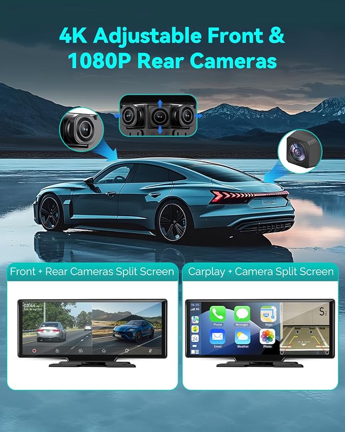 Wireless Carplay Screen for Car, 10.26" Android Auto Screen Compatible - Image 4