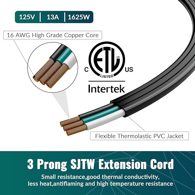Elecan Flat Plug Extension Cord 40 Ft - Image 5