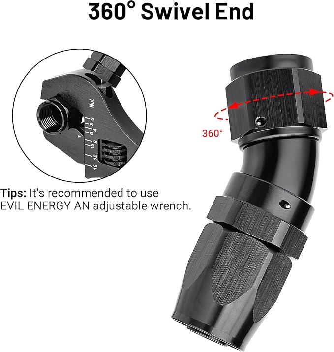 EVIL ENERGY 10AN 30 Degree One Piece Full Flow Hose End Fitting Swivel - Image 4