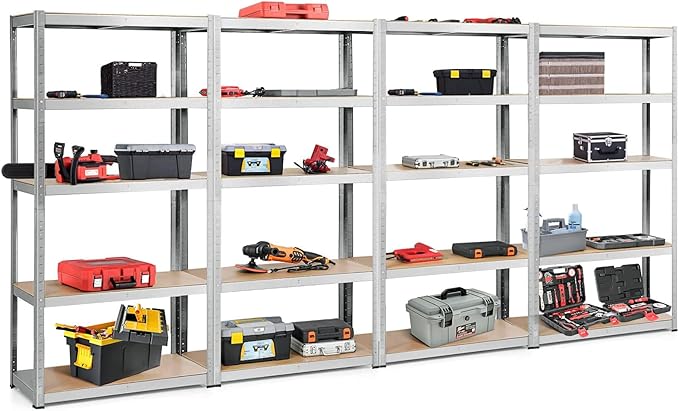 ERGOMASTER 72" Storage Shelves, Heavy Duty Steel Frame 5-Tier Garage Shelf by ERGOMASTER