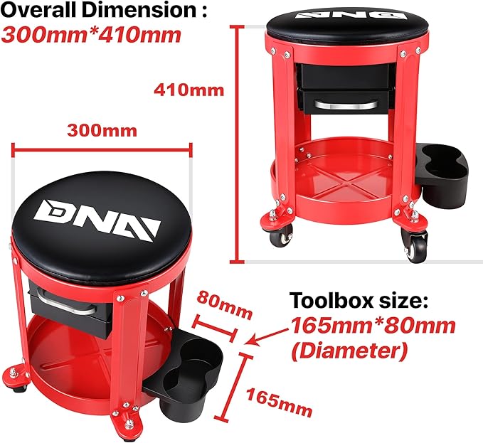 DNA Motoring TOOLS-00197 Round Mechanics Roller Seat Creeper Stool - Image 2