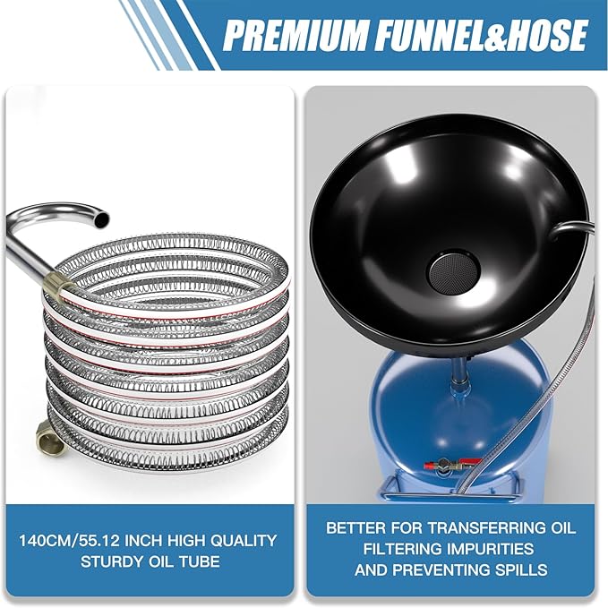 20-Gallon Waste Oil Drain Tank, Portable Air Operated Oil Drains - Image 5