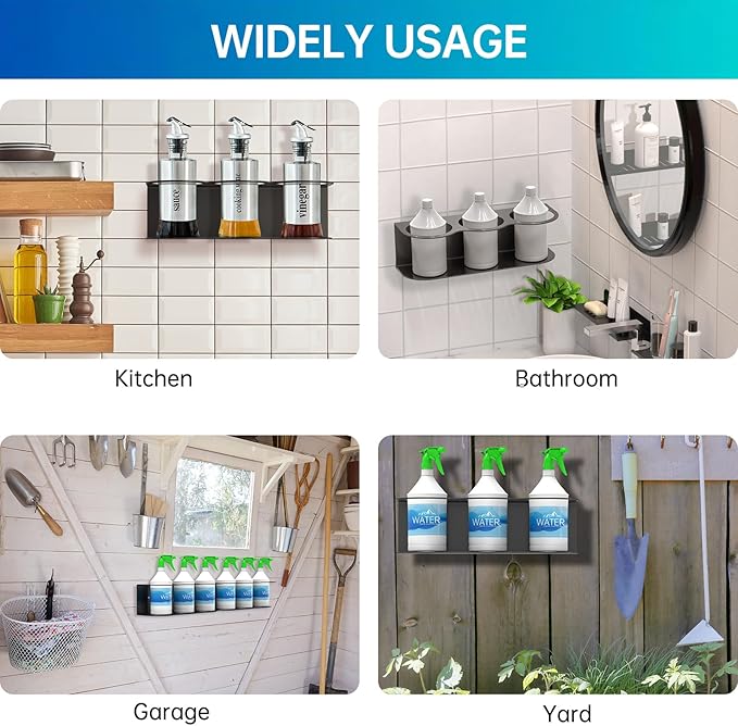 3 Holes All-Purpose Spray Bottle Holder Wall Mount Heavy Duty Spray Can Holder - Image 5