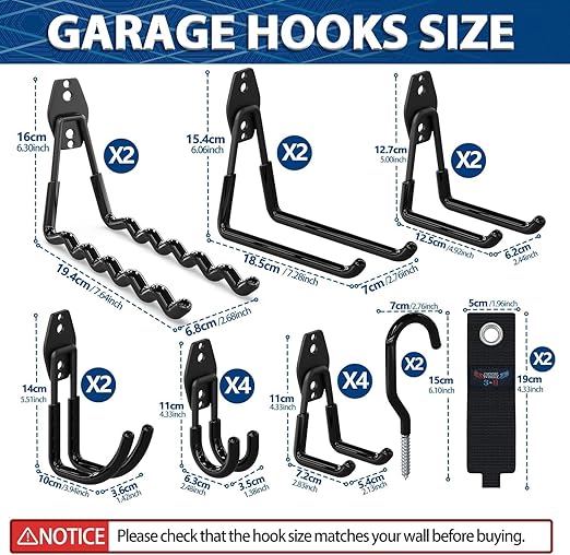 3-H Garage Wall Hooks 60 Pack, Heavy Duty Garage Hooks - Image 2