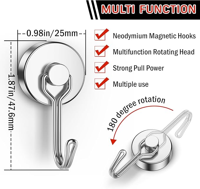 FINDMAG Magnetic Hooks, 60lbs+ Magnetic Hooks - Image 2