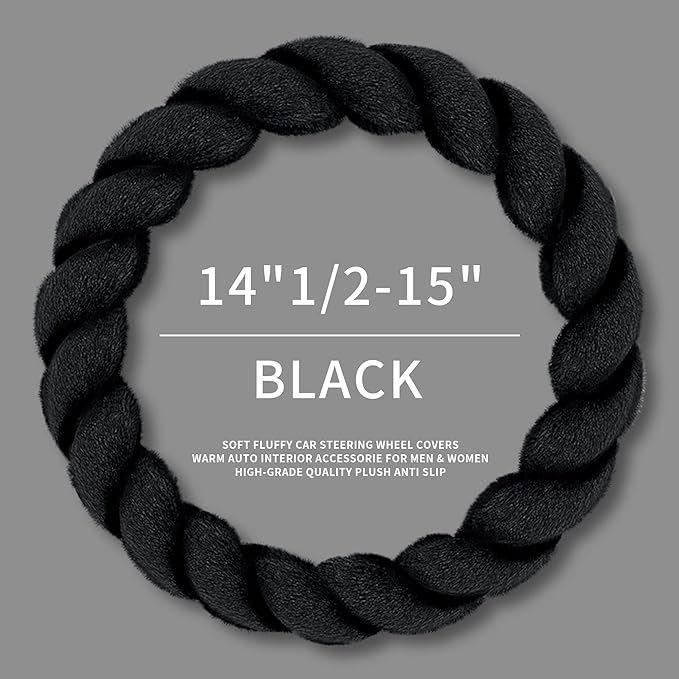 Luxury Fluffy Winter Car Steering Wheel Cover - Image 3
