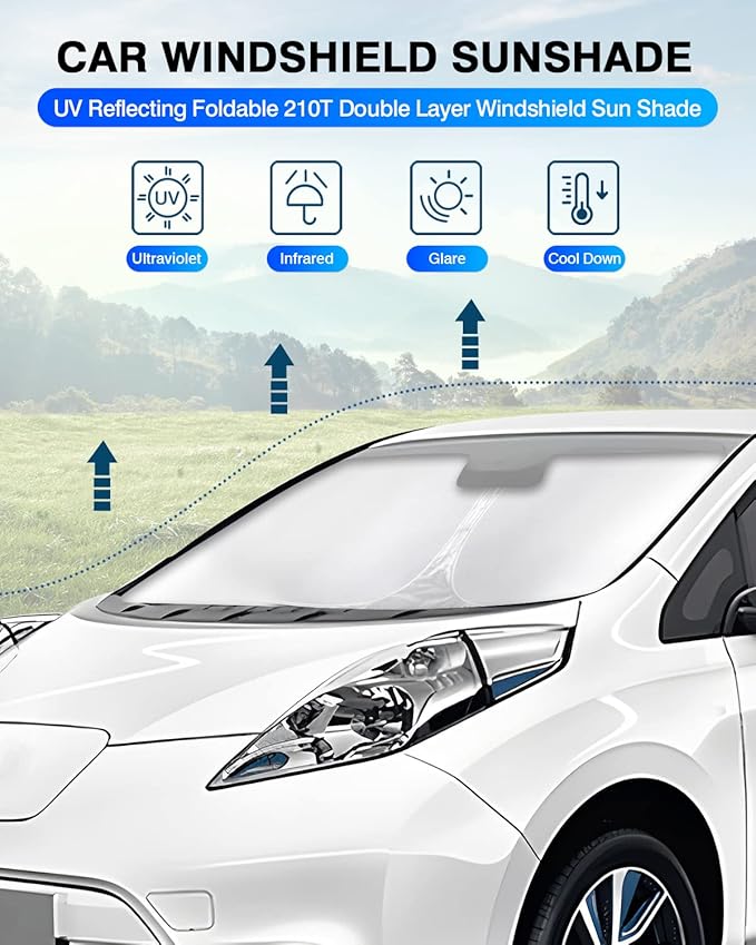 KUST Windshield Sun Shade for Nissan Leaf 2011-2017 Window Shade Sun Visor - Image 2