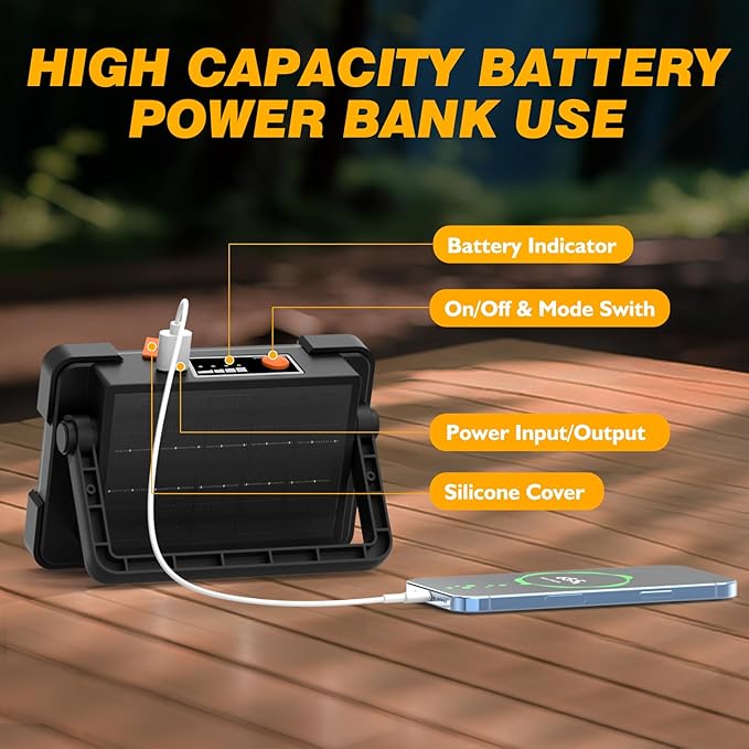 120W Solar Rechargeable Work Light, 144 LED 10000LM Led Work Light - Image 5