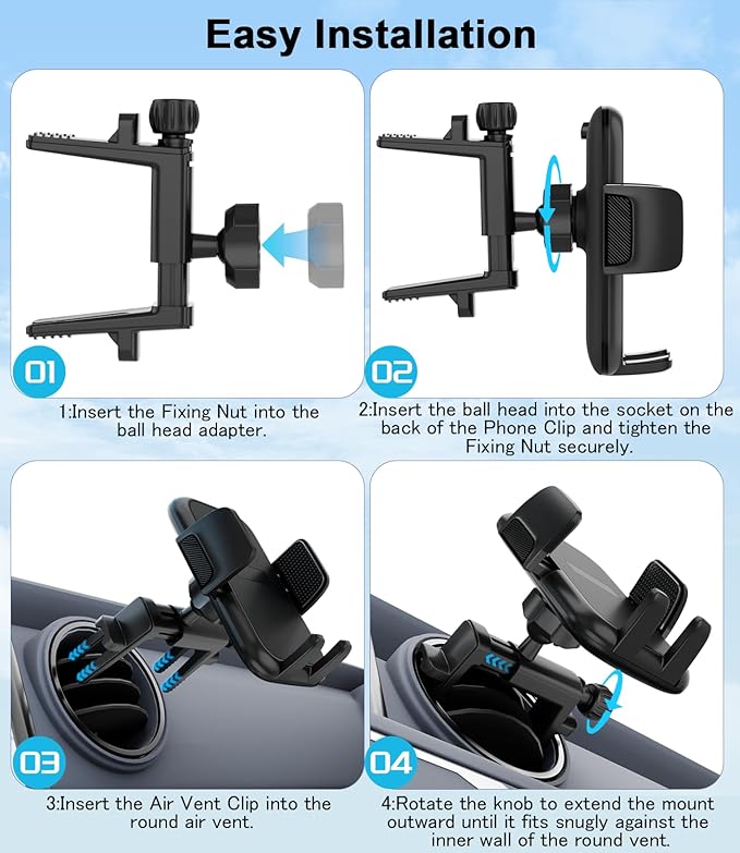 Round Vent Car Phone Holder for Jeep Wrangler JL Gradiator Compass Air Vent Car - Image 7