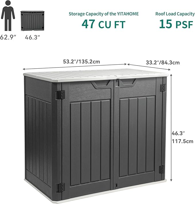 YITAHOME Extra Large Outdoor Horizontal Storage Shed, 4.5x4ft Resin Tool Sheds - Image 7