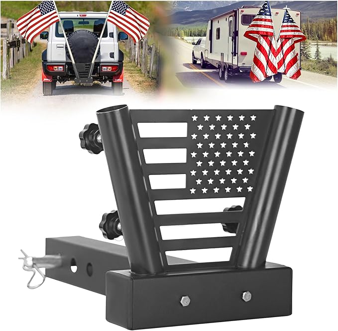 Heavy Duty Dual Hitch Flag Pole Holder by Sidasu