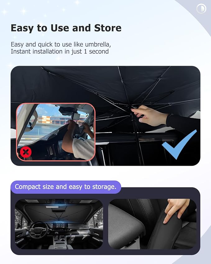 2025 Upgrade Car Windshield Sun Shade Windshield Sunshade Umbrella Protect Car - Image 8