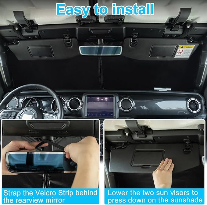 Premium Windshield Sun Shade for 2018-2025 Jeep Wrangler JL JLU & 2020-2025 - Image 6