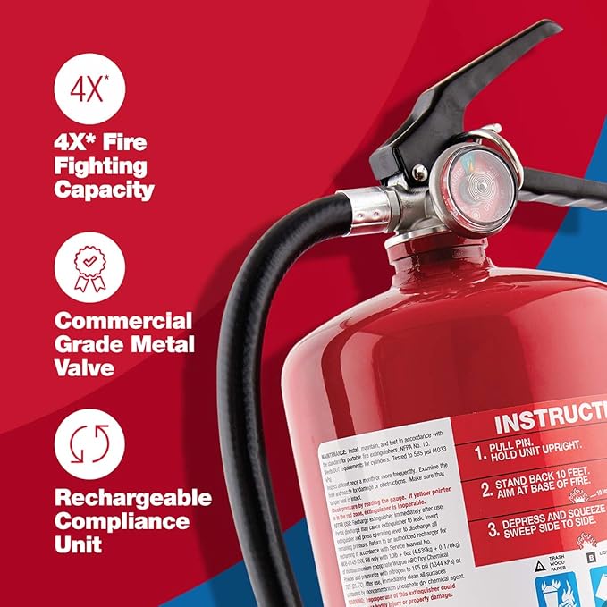 First Alert PRO10 Rechargeable Commercial Fire Extinguisher, UL rated 4-A:60-B:C - Image 3